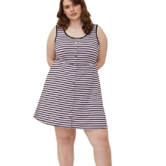 Torrid Mini Jersey Snap-Front Fit & Flare Dress - 2X - Picture 1 of 12